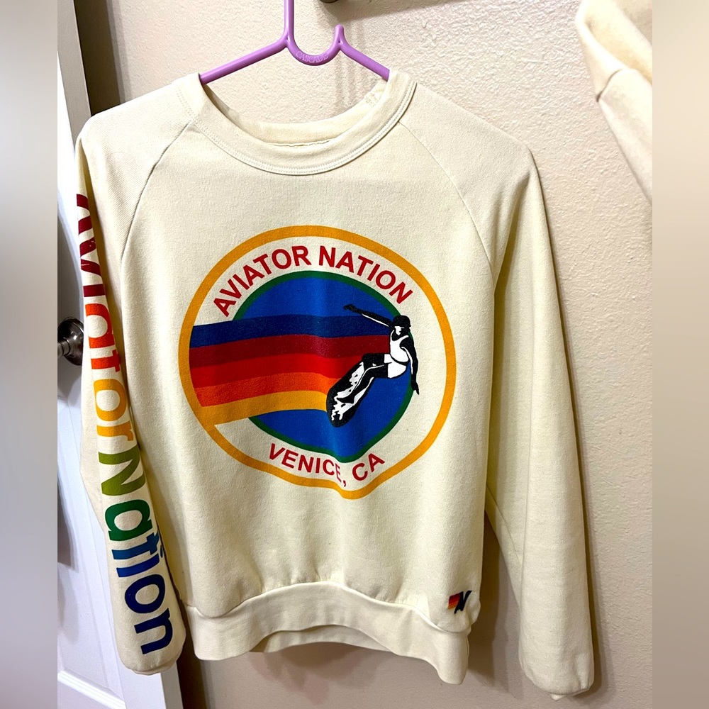 Aviator Nation vintage white crewneck
